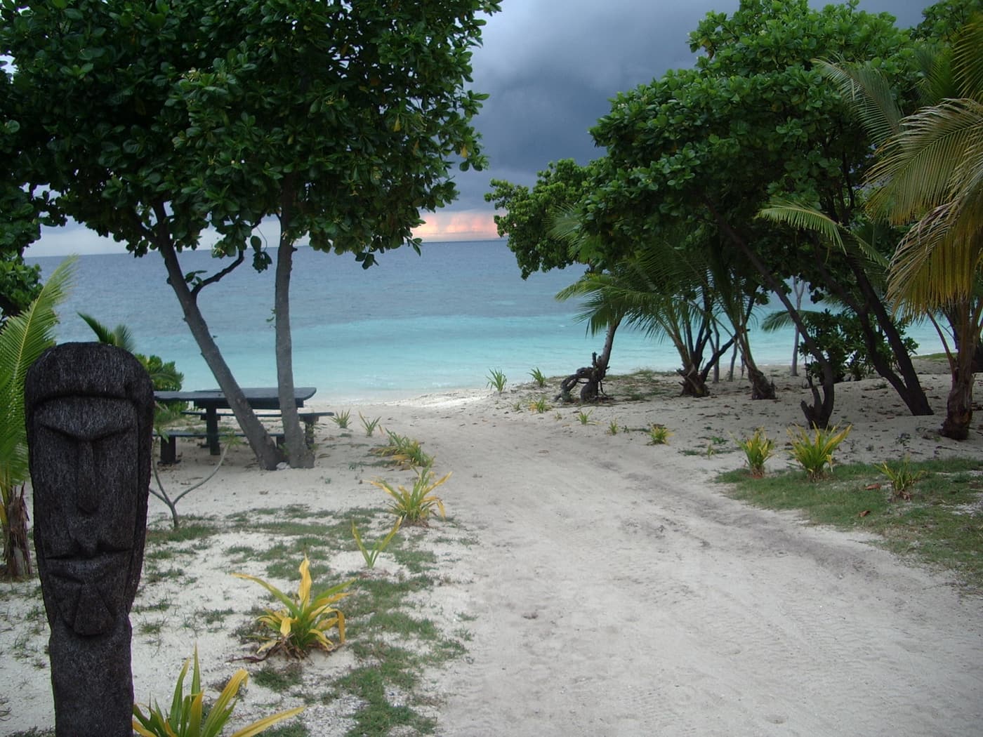 A sandy path through the trees to the beach on Bounty Island, South Sea Island’s neighbour